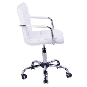Silla de Oficina ZARKI, gran acolchado en piel blanca