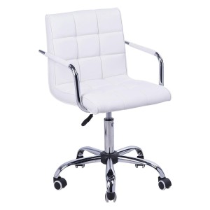 Silla de Oficina ZARKI, gran acolchado en piel blanca