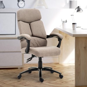 Sillón de oficina JACKO, reclinable, grueso acolchado en tela marrón claro