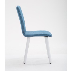 Silla de Confidente ERNY, patas blancas y tela negra