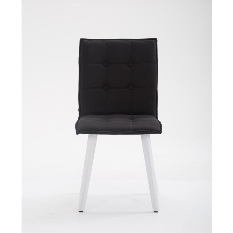 Silla de Confidente ERNY, patas blancas y tela negra