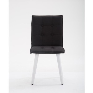 Silla de Confidente ERNY, patas blancas y tela negra