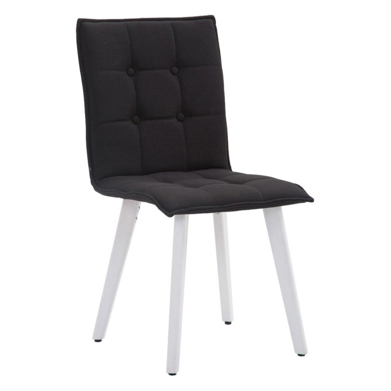 Silla de Confidente ERNY, patas blancas y tela negra