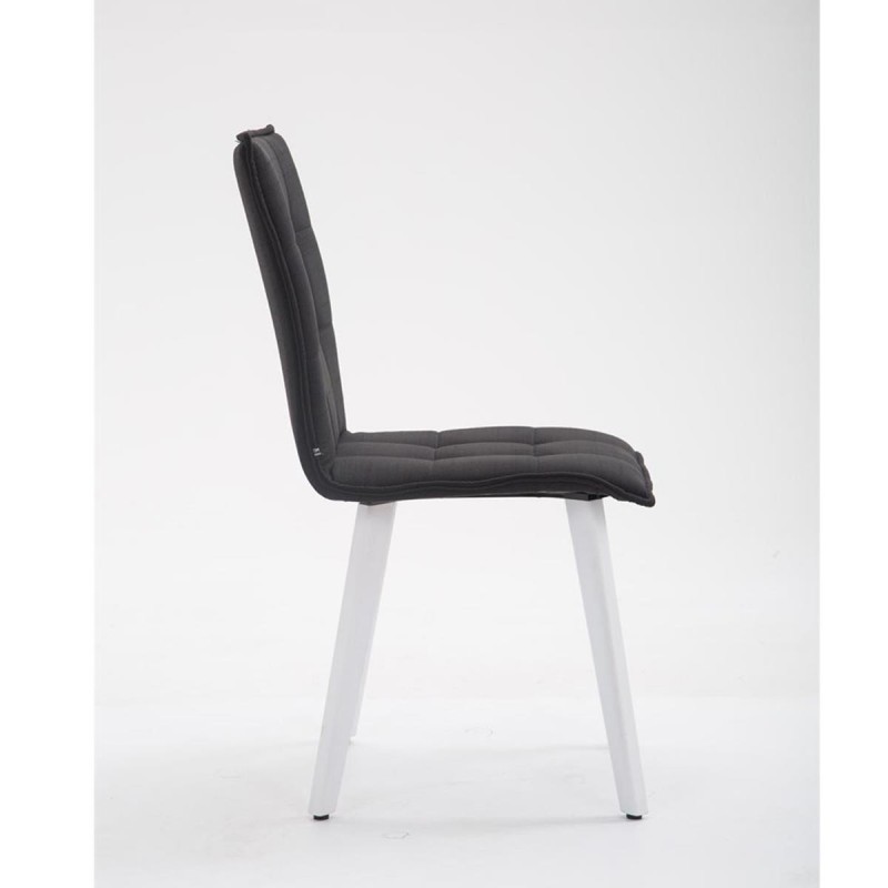 Silla de Confidente ERNY, patas blancas y tela negra