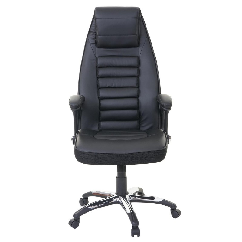 Silla de oficina PANDA, grueso acolchado, en piel color negro