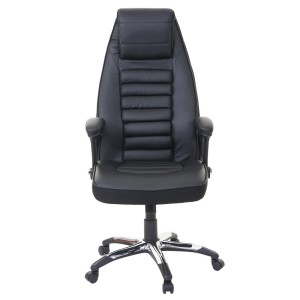 Silla de oficina PANDA, grueso acolchado, en piel color negro