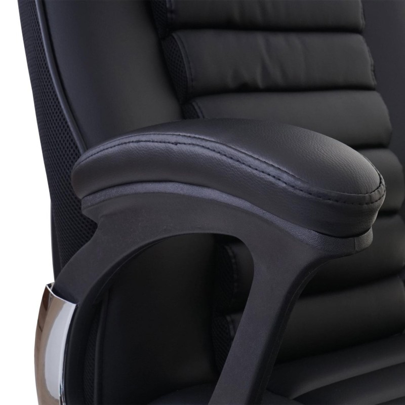 Silla de oficina PANDA, grueso acolchado, en piel color negro