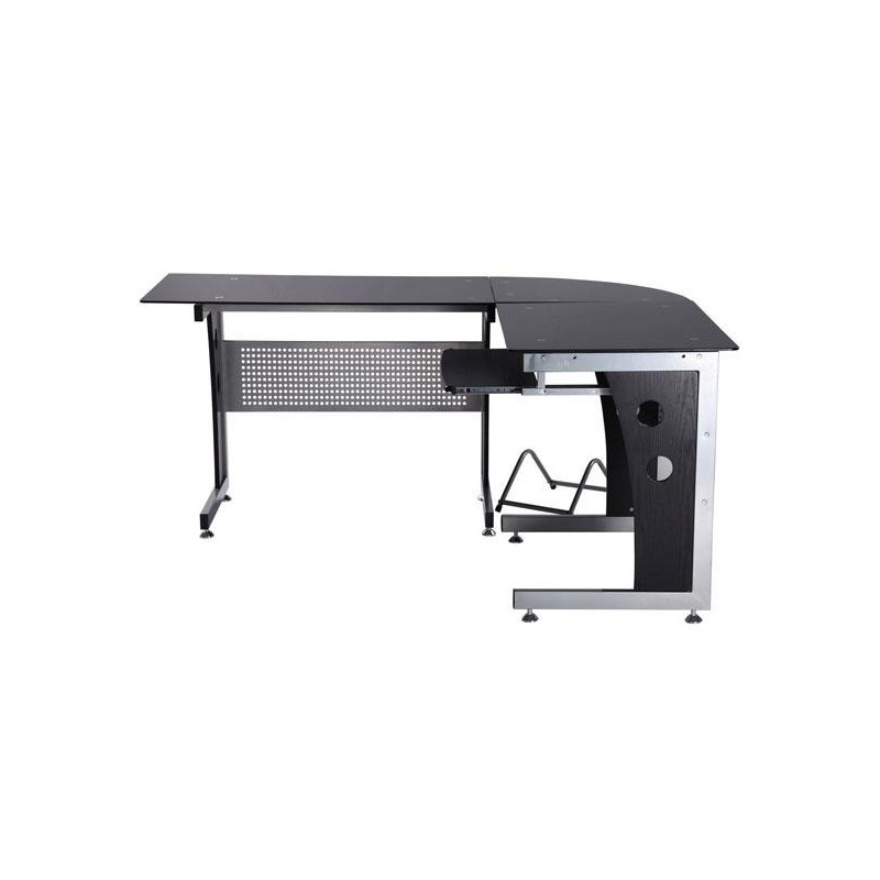 Mesa de ordenador VOCAR en madera y cristal color negro