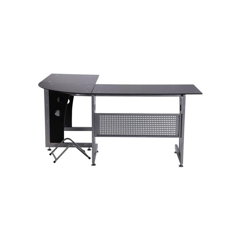 Mesa de ordenador VOCAR en madera y cristal color negro