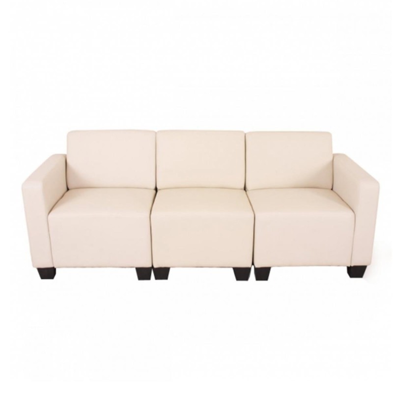 Sofá 3 plazas LONY, Gran Acolchado, en Piel color Negro