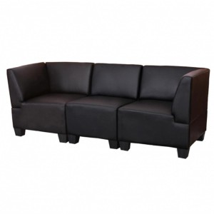 Sofá 3 plazas LONY, Reposabrazos Altos, en Piel color Negro