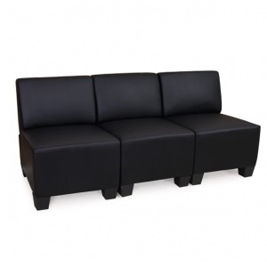 Sofá 3 plazas LONY, Gran Acolchado, en Piel color Negro