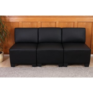 Sofá 3 plazas LONY, Gran Acolchado, en Piel color Negro