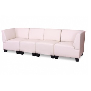 Sofá 4 plazas LONY, Reposabrazos Altos, en Piel color Negro