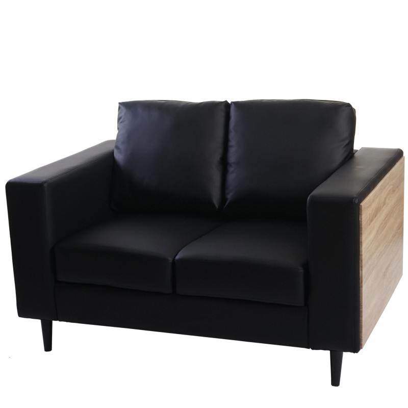 Sofá de 2 plazas NATY, en Piel Negra