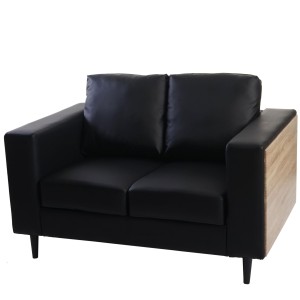 Sofá de 2 plazas NATY, en Piel Negra