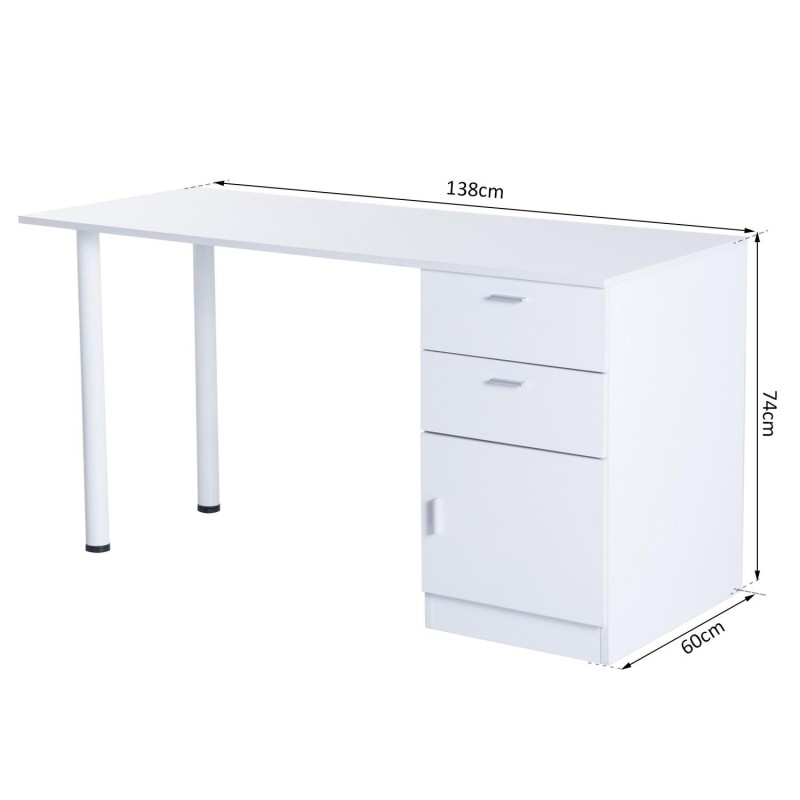 Mesa de ordenador JAMES en madera color blanco