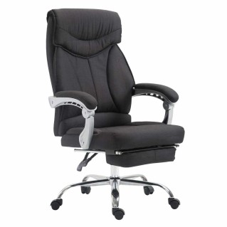 Sillón de Oficina OREGON TELA, Reposapiés Extensible, Gran Acolchado, en Negro