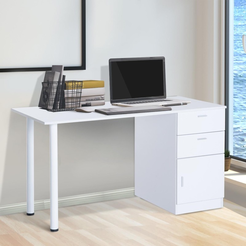 Mesa de ordenador JAMES en madera color blanco