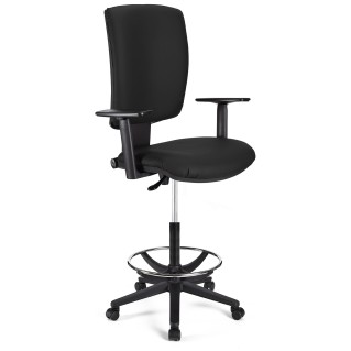 Taburete de oficina ATLAS PLUS PIEL en color negro