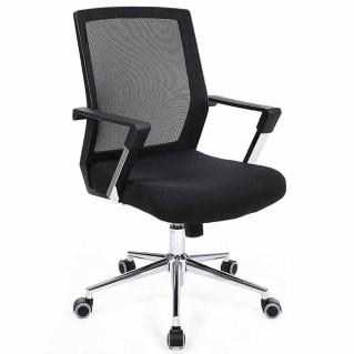 Silla de Oficina BRITA, En Malla Transpirable y Tela, Color Negro