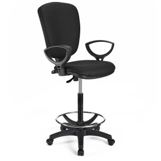 Taburete de oficina CALIPSO PIEL en color negro