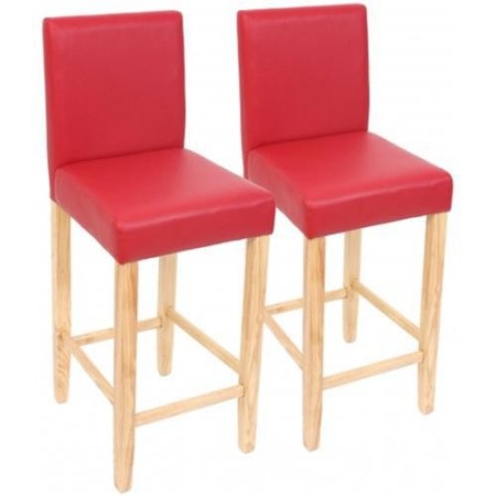 Set 2 taburetes madera PRESTO en polipiel roja