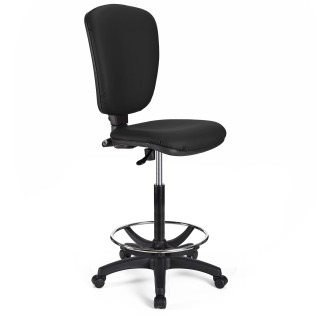 Taburete de oficina CALIPSO SIN BRAZOS PIEL en color negro