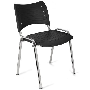 Silla de Confidente ELVA, apilable, Color Negro y Patas Cromadas