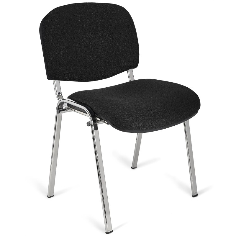 Silla de confidente MOBY BASE, negra con patas cromadas