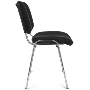 Silla de confidente MOBY BASE, negra con patas cromadas