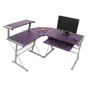 Mesa de ordenador EASY LINE en madera, negra, 140x115x72cm