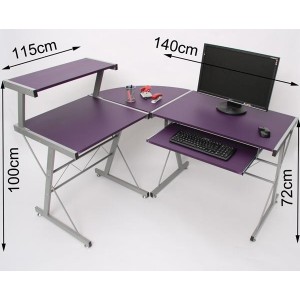 Mesa de ordenador EASY LINE en madera, negra, 140x115x72cm
