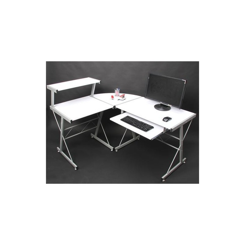 Mesa de ordenador EASY LINE en madera, negra, 140x115x72cm