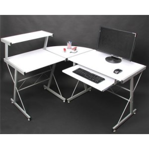 Mesa de ordenador EASY LINE en madera, negra, 140x115x72cm