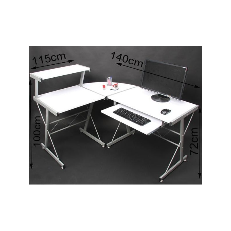 Mesa de ordenador EASY LINE en madera, negra, 140x115x72cm