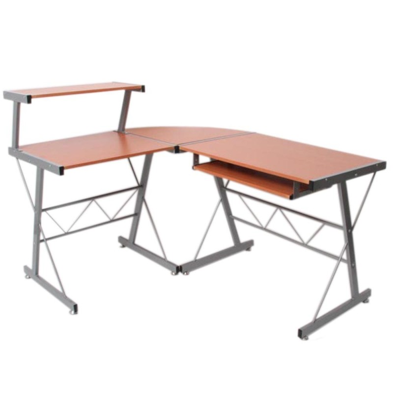 Mesa de ordenador EASY LINE en madera, negra, 140x115x72cm