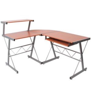 Mesa de ordenador EASY LINE en madera, negra, 140x115x72cm