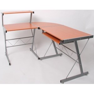 Mesa de ordenador EASY LINE en madera, negra, 140x115x72cm