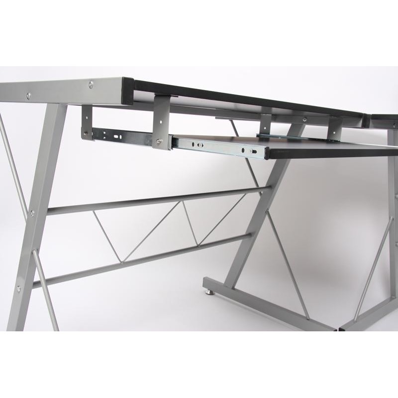 Mesa de ordenador EASY LINE en madera, negra, 140x115x72cm