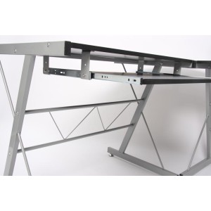 Mesa de ordenador EASY LINE en madera, negra, 140x115x72cm