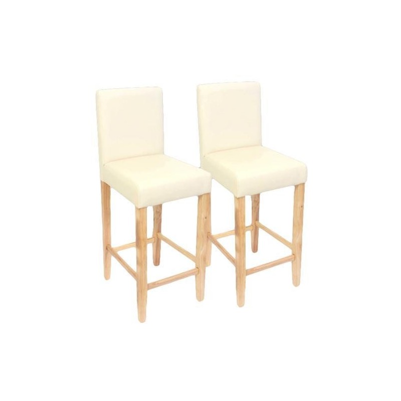 Set 2 taburetes madera PRESTO en polipiel marrón