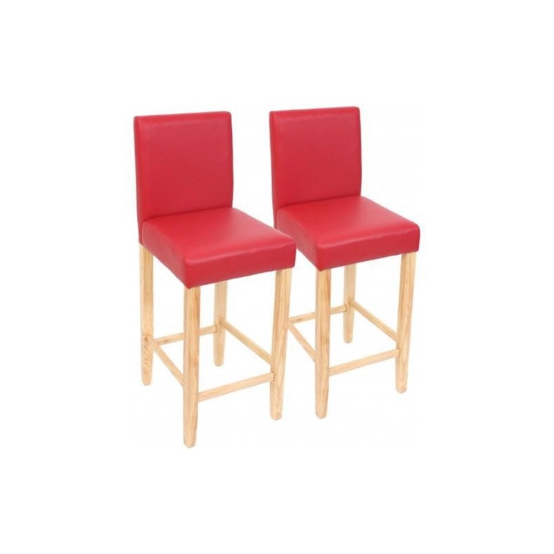 Set 2 taburetes madera PRESTO en polipiel marrón
