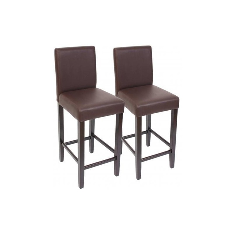 Set 2 taburetes madera PRESTO en polipiel marrón