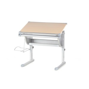Escritorio juvenil BELIA ajustable, haya y acero, 117x68cm