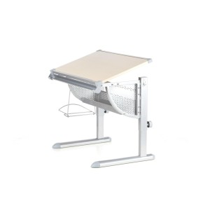 Escritorio juvenil BELIA ajustable, haya y acero, 117x68cm