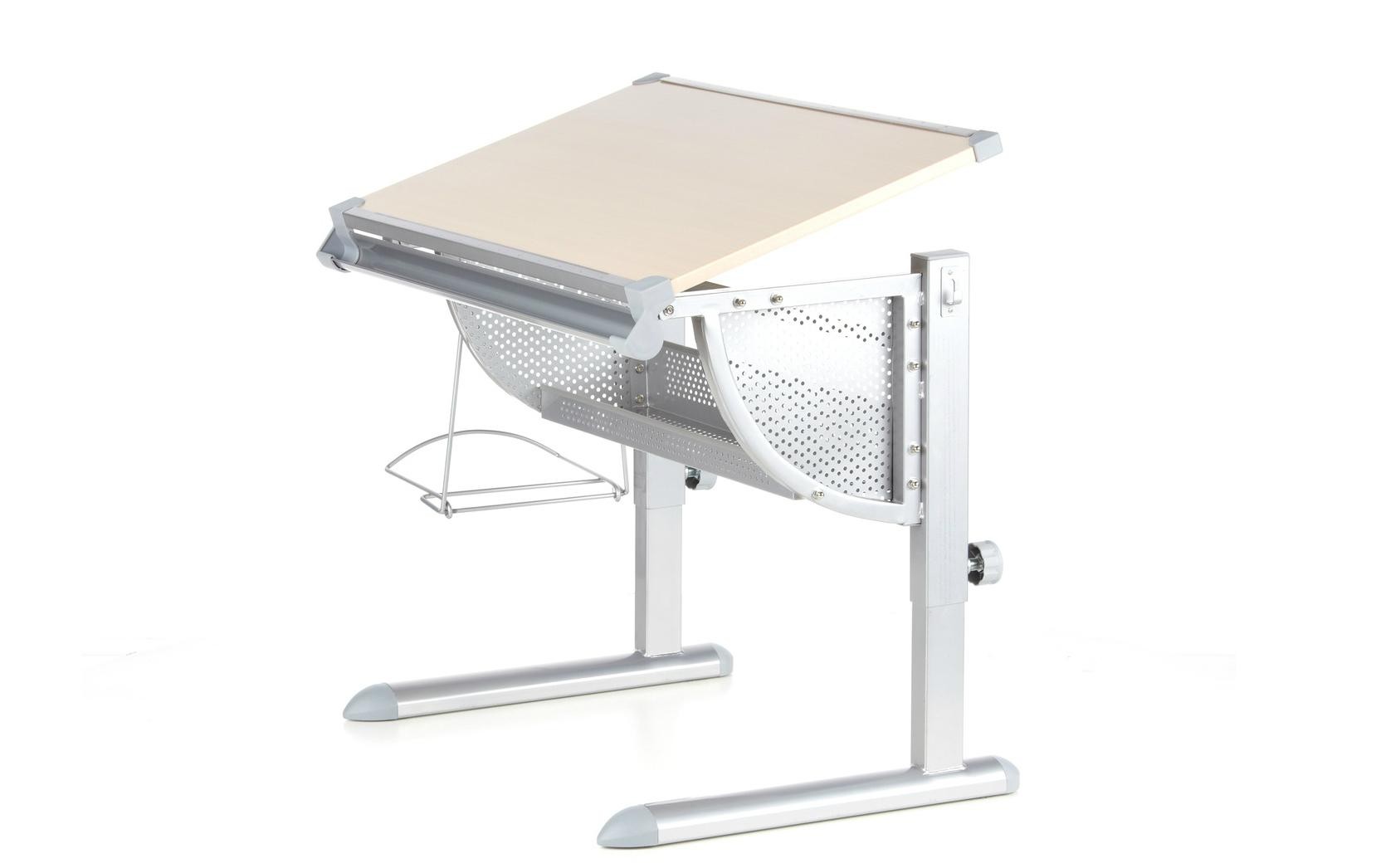 Escritorio juvenil BELIA, totalmente ajustable, A partir de 4 años, 117 x 68 cm, Haya y Acero