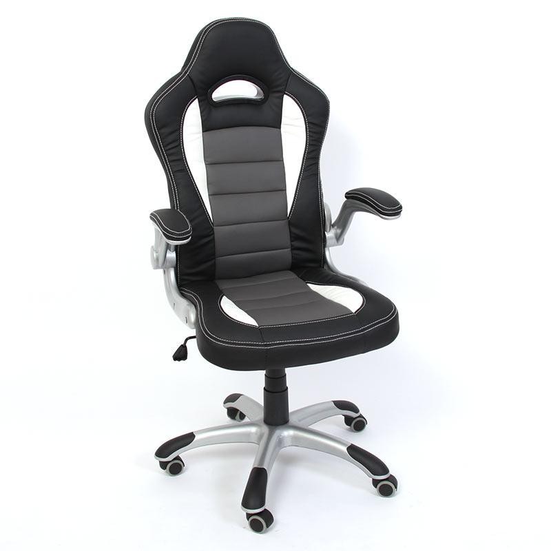 Silla de oficina LAS VEGAS con respaldo, en piel negro/gris