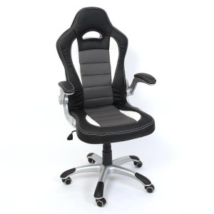 Silla de oficina LAS VEGAS con respaldo, en piel negro/gris