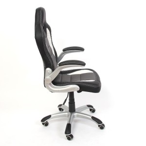 Silla de oficina LAS VEGAS con respaldo, en piel negro/gris